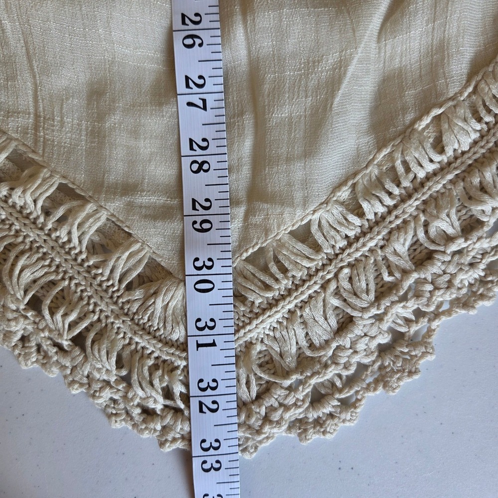 Ivory Crochet Boho Swimsuit Cover-up 3/4 Sleeve Sharkbite Hem Cream Small - Picture 5 of 9